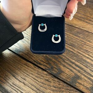 Montana Silversmiths Horseshoe Earrings with Turquoise Accent